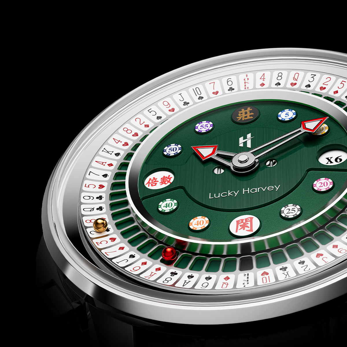 Player Series Poker Roulette Automatic Watch Lucky Harvey