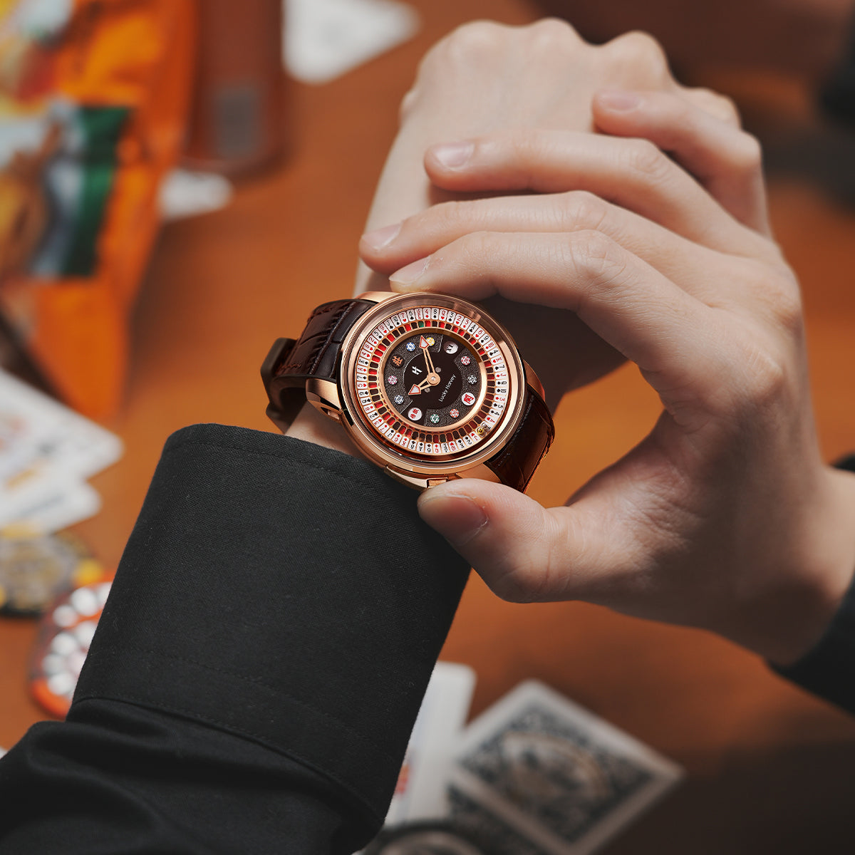 Player Series Poker Roulette Automatic Watch Lucky Harvey
