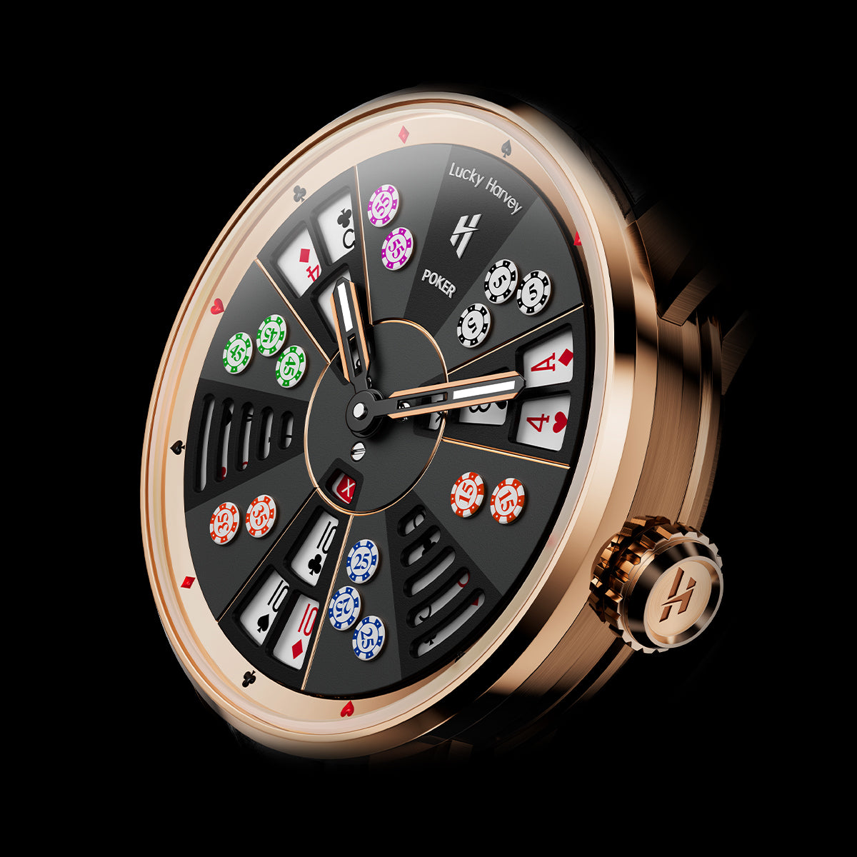 Player Series Three Card Poker Automatic Watch Lucky Harvey