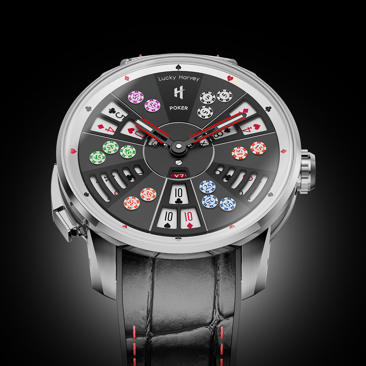 Player Series Three Card Poker Automatic Watch Lucky Harvey
