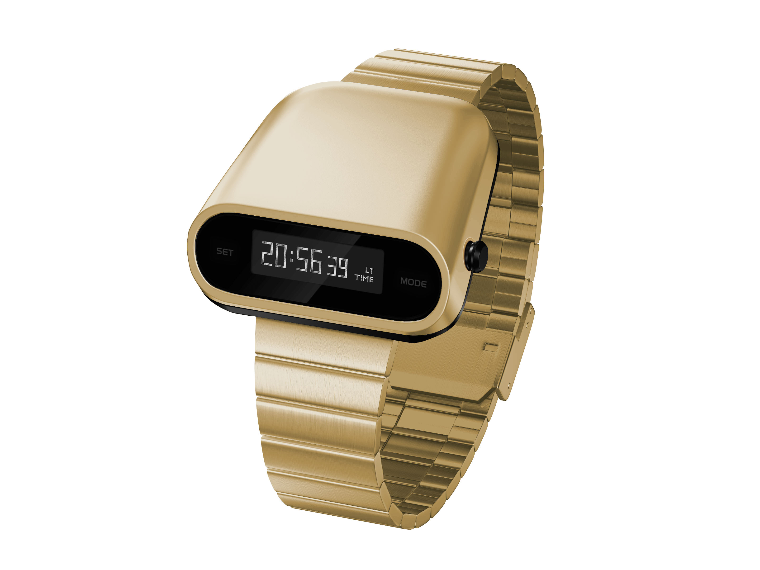 retro digital watch-front view-S1000Gold