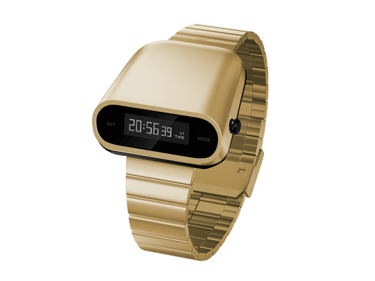 retro digital watch-front view-S1000Gold