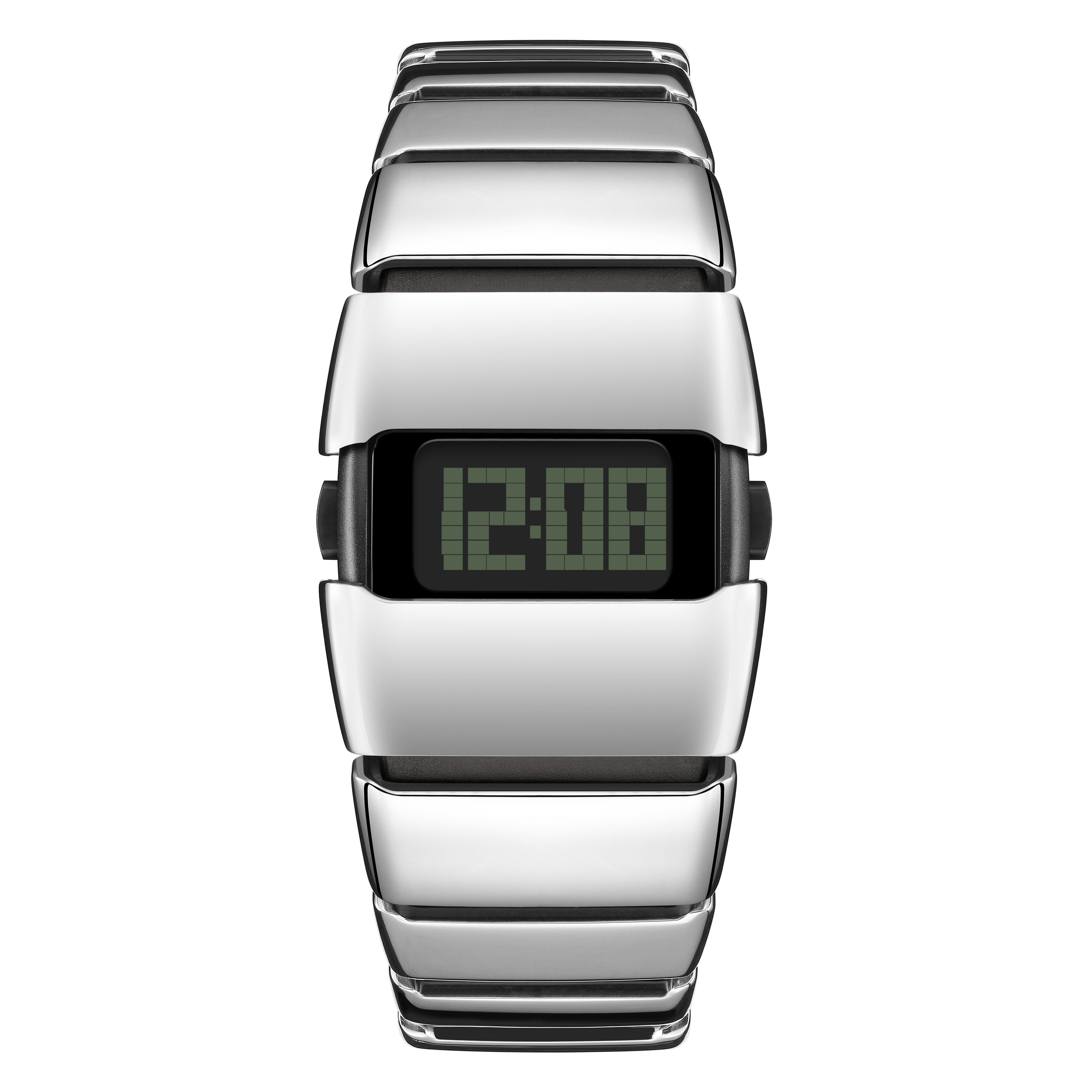 Retro-Futuristic Metal Unique Digital Watch-X6000S-Shiny
