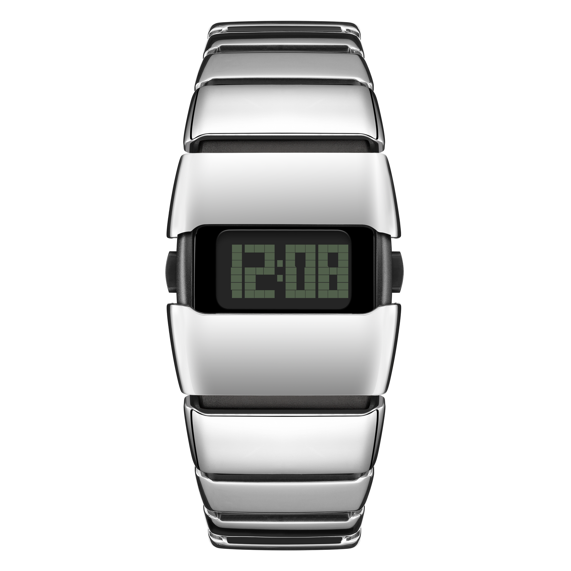 Retro-Futuristic Metal Unique Digital Watch-X6000S-Shiny