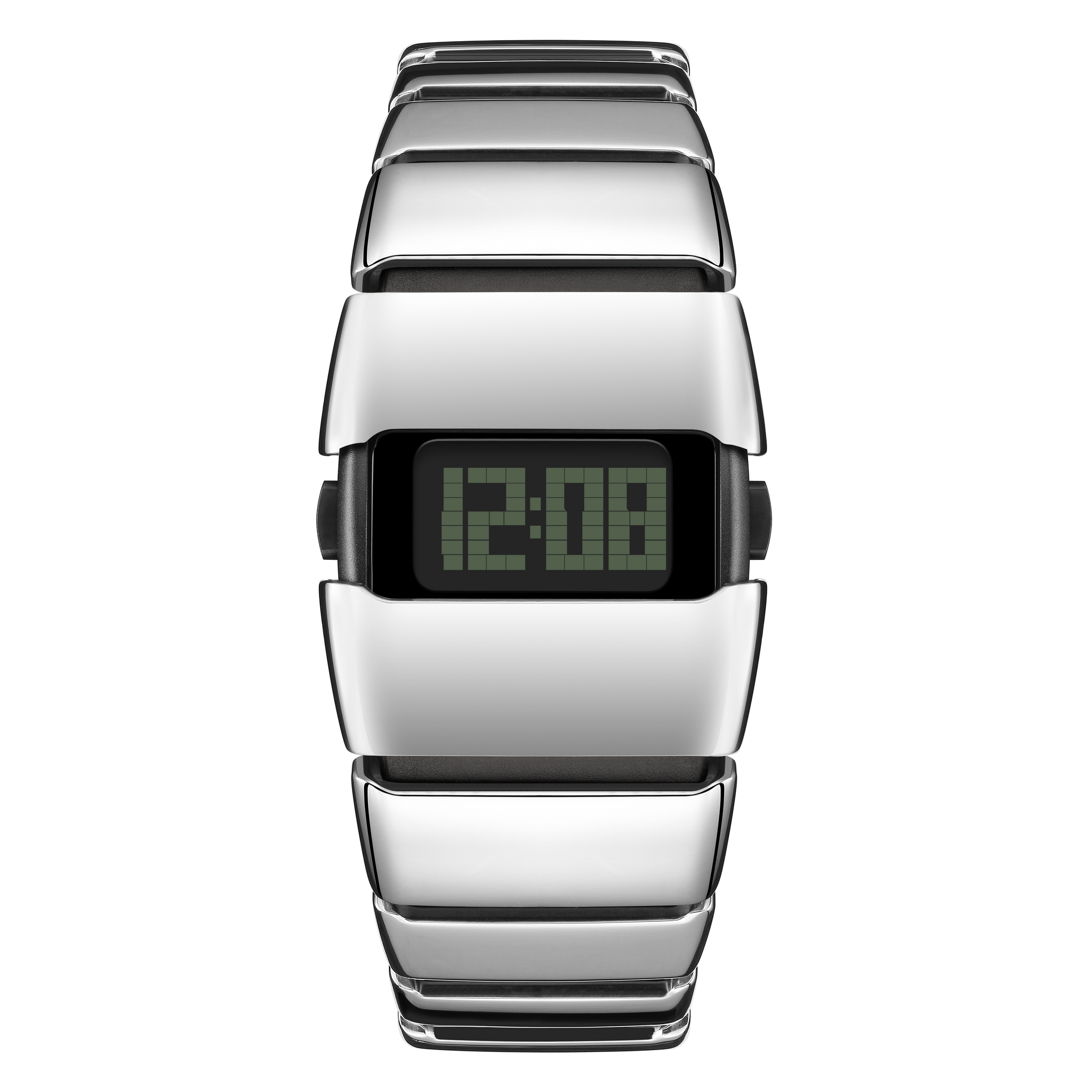 Retro-Futuristic Metal Unique Digital Watch-X6000S-Shiny