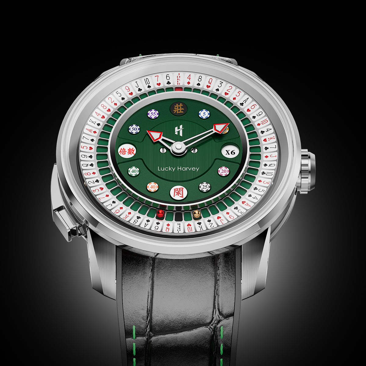 Player Series Poker Roulette Automatic Watch Lucky Harvey