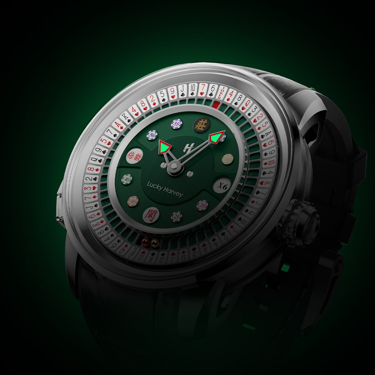 Player Series Poker Roulette Automatic Watch Lucky Harvey