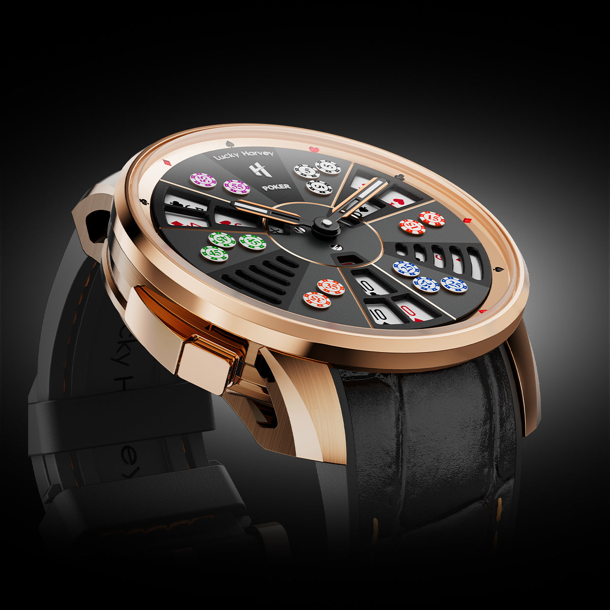 Player Series Three Card Poker Automatic Watch Lucky Harvey
